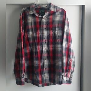 Woolrich Mens Red Plaid Button Down Flannel Shirt Large Lumberjack Outdoors
